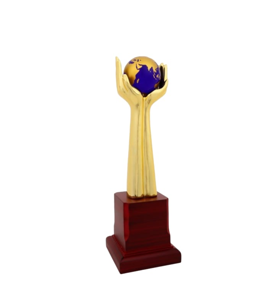 MG-TM08 - World in Hand Trophy Resin Crystal Wooden