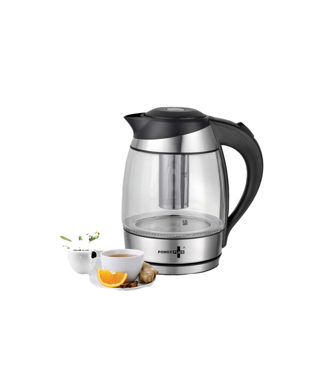 MG-HP11 – Glass Kettle With Tea Infuser Basket & LED Illumination