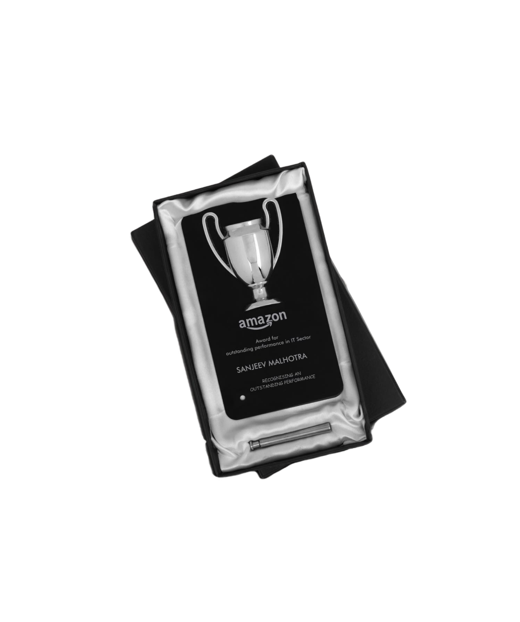 MG-TM03– Winner Cup Desk Trophy With Stand | Shiny Chrome Cup With Black Plate