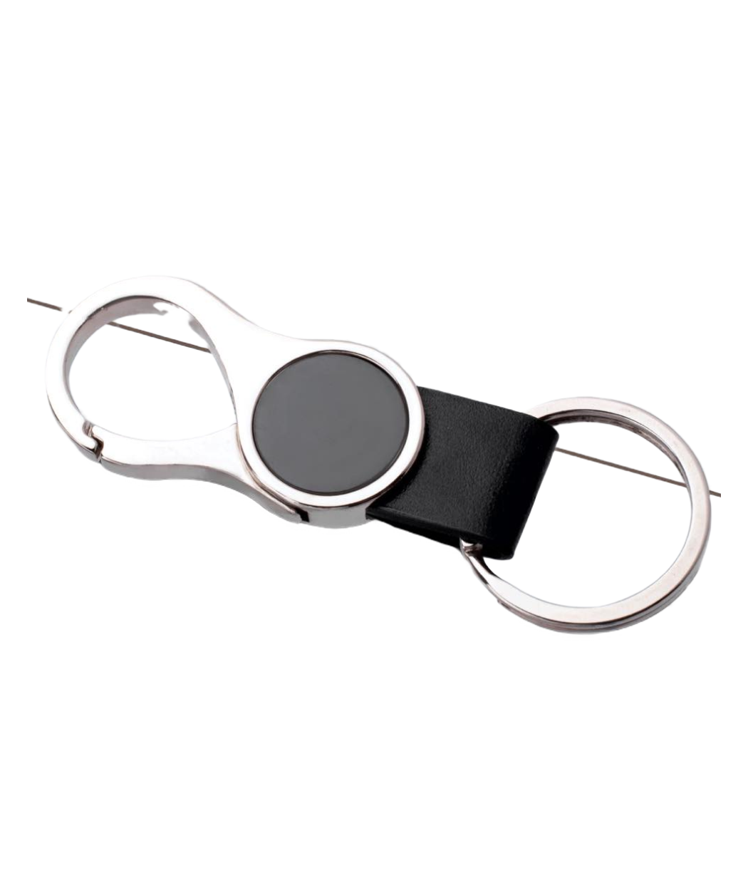 MG-I03 – Round Hanging Metal Keychain With PU Strap